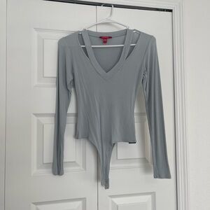 Guess Light blue V-Neck Ribbed Bodysuit